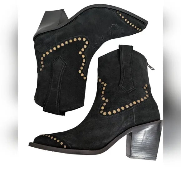Zadig &amp; Voltaire Cara High Studded Suede Cowboy Western Boots ..Size 40//US 9