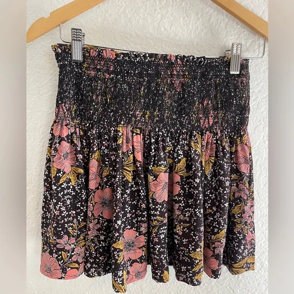 Zadig and Voltaire Jessy smocked Floral mini Skirt In Noir Pink 38