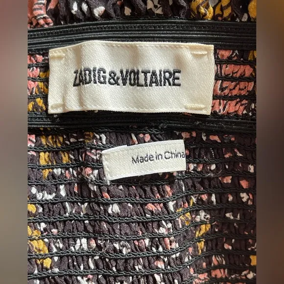 Zadig and Voltaire Jessy smocked Floral mini Skirt In Noir Pink 38