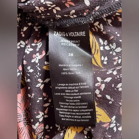 Zadig and Voltaire Jessy smocked Floral mini Skirt In Noir Pink 38