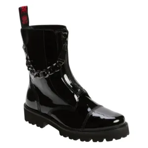 Zadig&amp; Voltaire Joe Cecilia Chain Black Patent Leather Women's Boots..(Size.7.5)