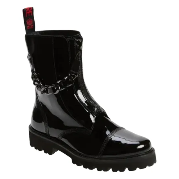Zadig&amp; Voltaire Joe Cecilia Chain Black Patent Leather Women's Boots..(Size.7.5)