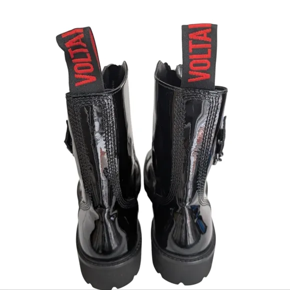 Zadig&amp; Voltaire Joe Cecilia Chain Black Patent Leather Women's Boots..(Size.7.5)