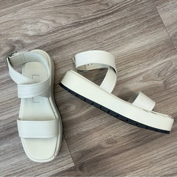 Zara Cream Leather Platform Sandals