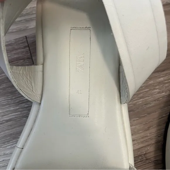 Zara Cream Leather Platform Sandals