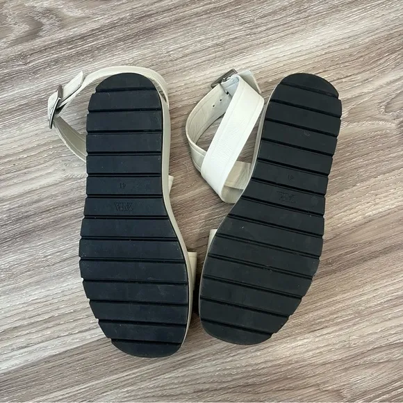 Zara Cream Leather Platform Sandals