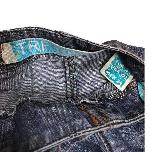 Zara denim tiered flare buttoned down belted‎ western prairie style skirt size 2