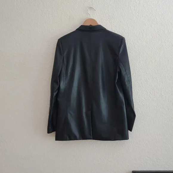 Zara Faux Leather Oversized  Blazer Black Size M