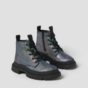 Zara kids holographic ankle boots — NWT