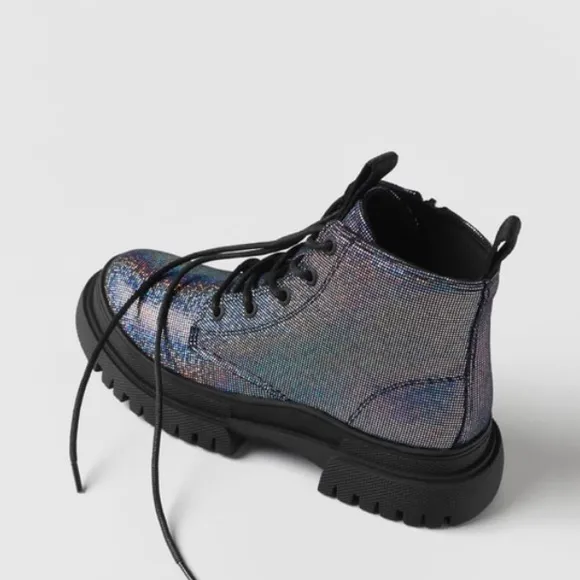 Zara kids holographic ankle boots — NWT