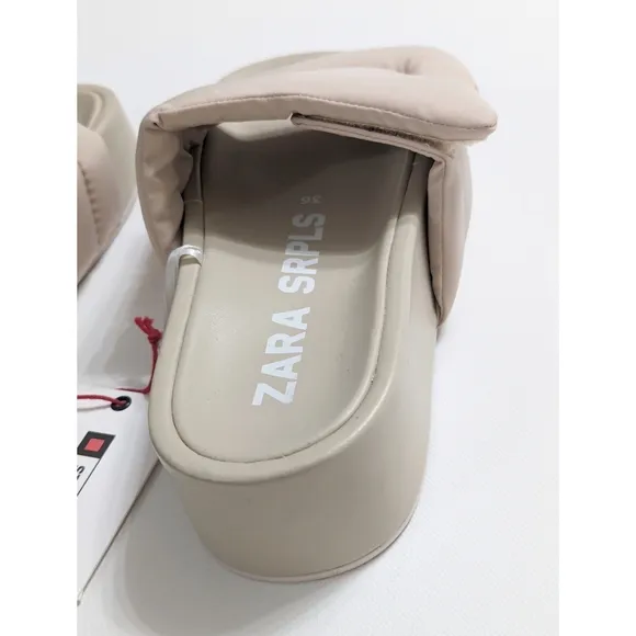 ZARA SRPLS Quilted Platform Slides Sandals Women's Size 6
