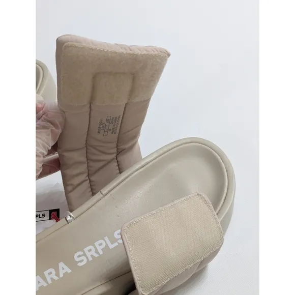 ZARA SRPLS Quilted Platform Slides Sandals Women's Size 6