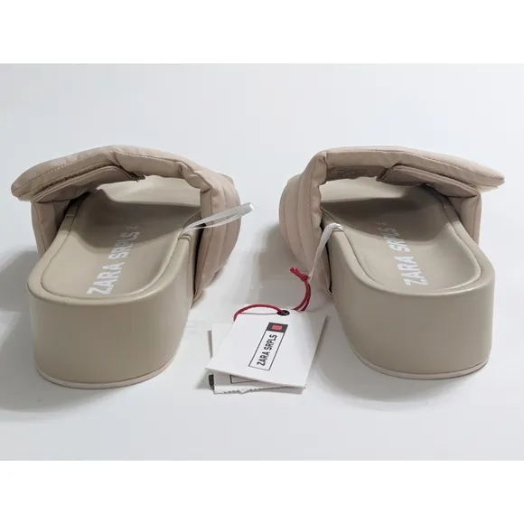 ZARA SRPLS Quilted Platform Slides Sandals Women's Size 6