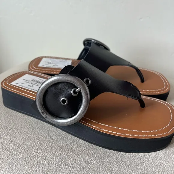 Zodiac Jadon T-Strap Buckled Platform Slip Ons Sandals Women’s Size 8