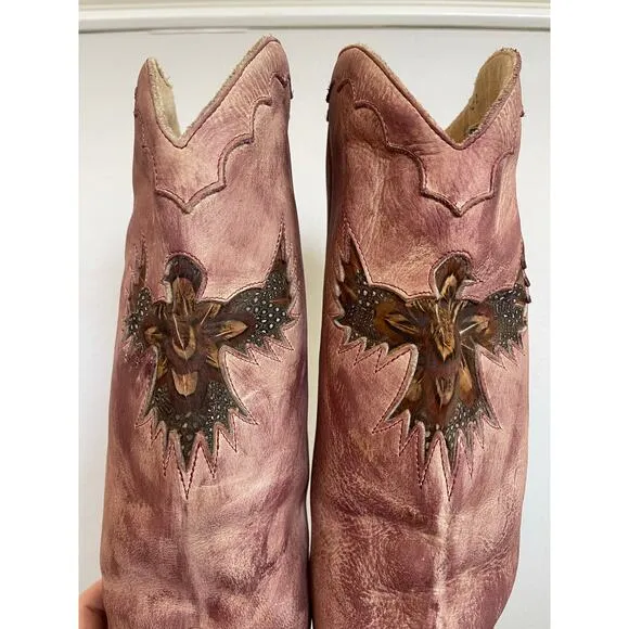 Zodiac Women Vintage Brown Eagle Heeled Boots  - Size 8.5M