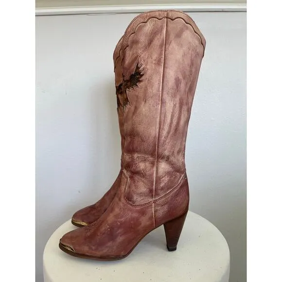 Zodiac Women Vintage Brown Eagle Heeled Boots  - Size 8.5M