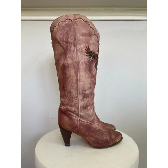 Zodiac Women Vintage Brown Eagle Heeled Boots  - Size 8.5M